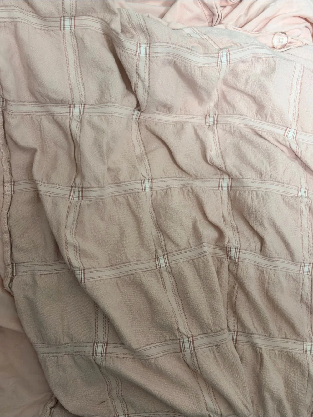 Pottery Barn Teen Pale Pink Windowpane Cotton Duvet
